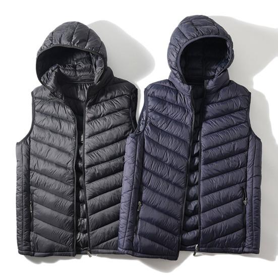Men Winter Waistcoat Hooded Sleeveless Zipper Closure Vest Coat with Pockets Solid Color Casual Cotton Waistcoat