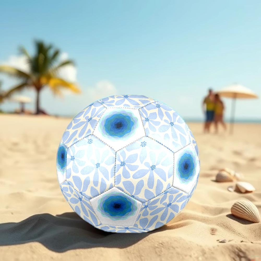 1PC Blue Floral Bloom Soccer Ball Size 5 Football Machine Sewn Indoor/Outdoor Universal Football A38
