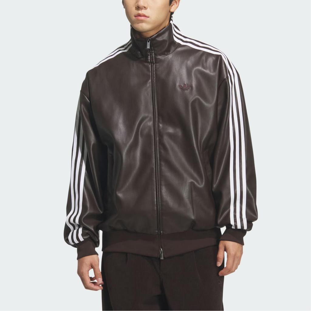 adidas Originals Faux Leather Loose Fit Jacket Unisex Black KQ5473