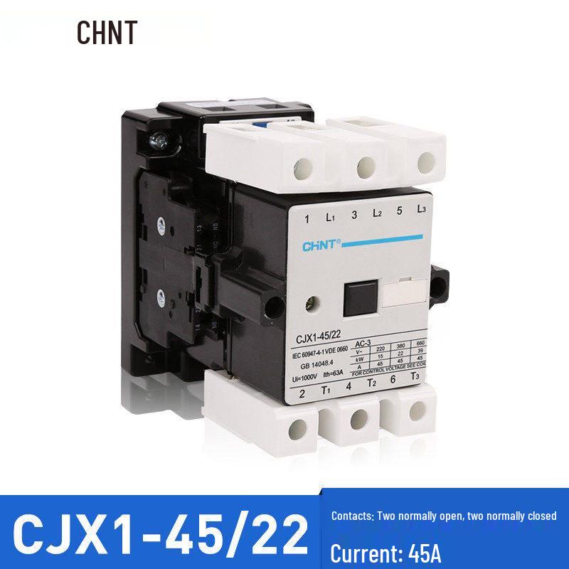 Chint CJX1 Series AC Contactor: 9/22, 12/22, 16/22, 32/22, 45, 63-7, available in 220V, 380V.