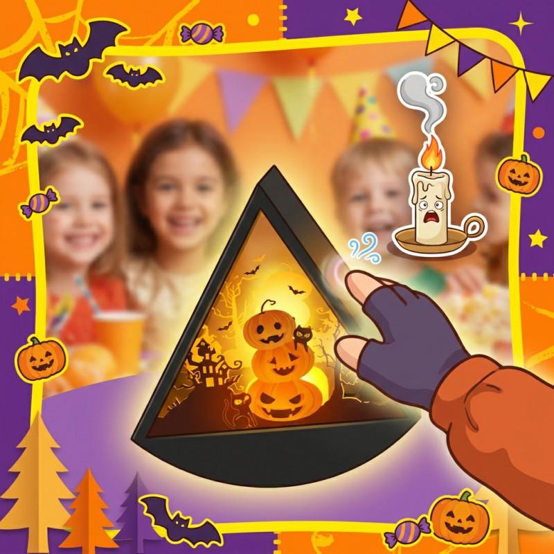 Halloween Decorative Pumpkin Wind Lantern With LED Flameless Candle Battery Operated Party Home Decoration