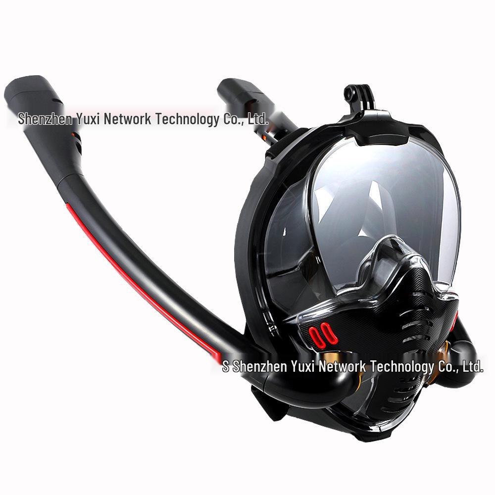 Large Frame Anti-Fog Full Dry Dual Tube HD Diving Mask L/XL Adult Large + Earplugs чёрный
