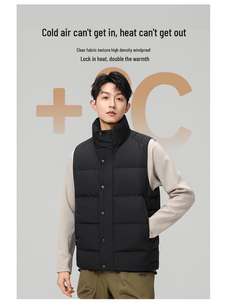 Men's Casual Down Vest - Solid Color, Warm, Loose Fit for Autumn/Winter Fashion