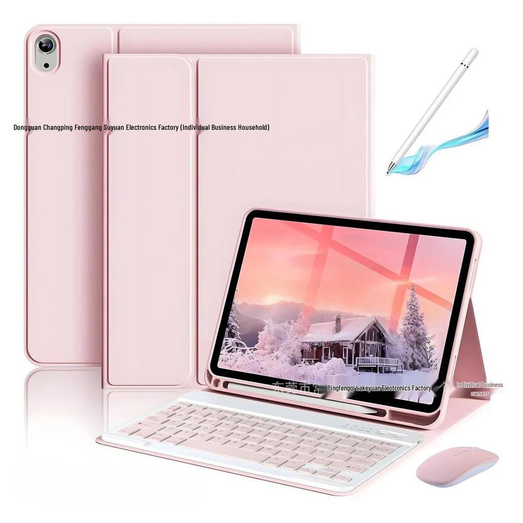 iPadA16 Tablet Case with Colorful Pink Backlit Bluetooth Keyboard for 11-inch