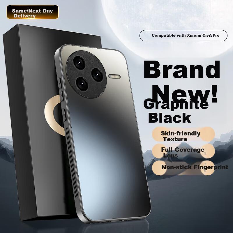 Phone Case for Xiaomi Civi5 Pro, Xiaomi Civi5 Pro Protective Cover, Frosted Full Coverage Ultra-Thin Shockproof Anti-Fingerprint Case - Graphite Black