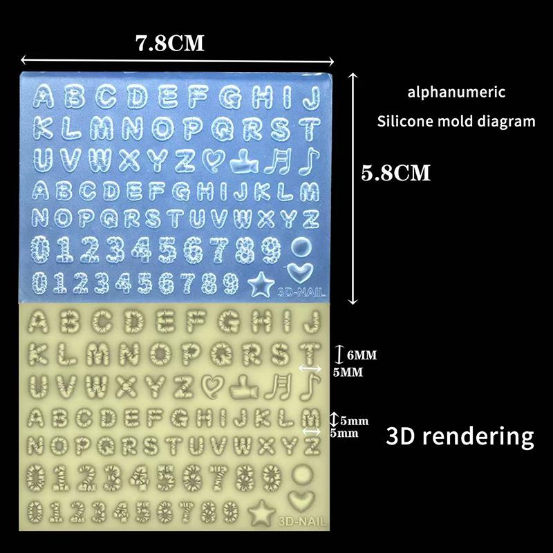 3D Letter Musical Note Number Nail Silicone Mold Diy  Nail Decoration Tools Nail Templates Manicure Design Tool Supplies