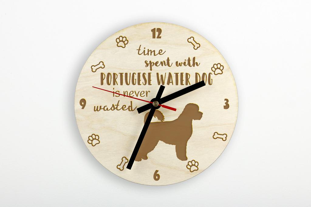 Portuguese Water Dog, Portie, PWD, Water Dog - clock with dog, wooden clock with engraving, personalised clock by Art-Dog