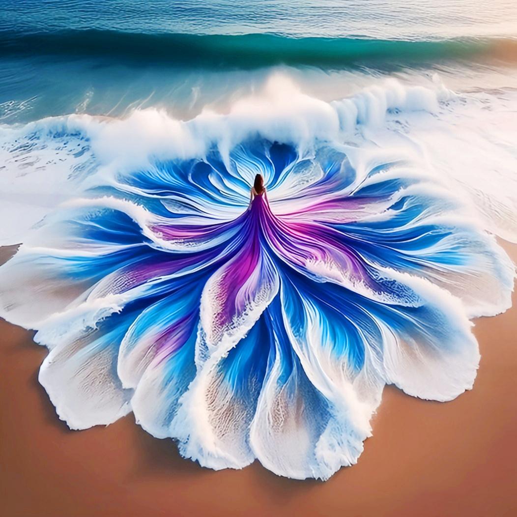 

Алмазная мозаика своими руками Вечернее платье Женщина Полная алмазная живопись Морской пейзаж Домашний декор Стразы Round 20x20cm