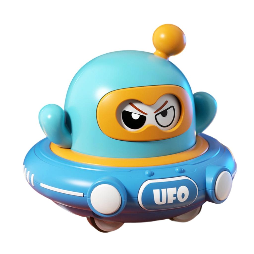 Cartoon- Double-pull Back Space Saucer Toy, No Batteries Required, Just Pull And Release, Fun Face-changing Saucer Toy
