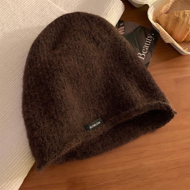 Pile hat women's autumn and winter crimping cold hat retro winter warm knitted hat