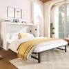 Wall Bed, 140 X 200, With One Drawer, with Storage Compartment On the Bed, with USB and Type-C Ports, Platform Bed, Without Mattress, Linen, Beige