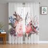 Peony Flower Sheer Curtains for Living Room Modern Voile Curtain Bedroom Tulle Curtains Window Drapes Decor