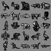50 Animal Skeleton Graffiti Stickers: Black & White Waterproof Decals for Water Bottles, Phones, and Skateboards