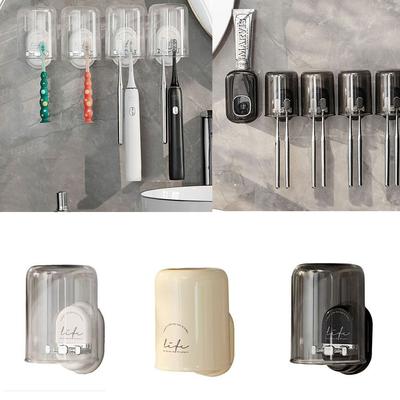 Efficient Drainage Toothbrush Storage Rack Non-punching Wall-mounted Toothbrush Holder Space Saving Easy-install