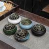 Celadon Ceramic Incense Burner - Antique Style, Small Size, Ice Crack Kiln, Sandalwood Incense Holder.