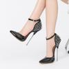 Fashion Liyke Sexy Rivets Cover Strap Women Pumps Black Patent Leather Pointed Toe Fetish Super High Heels Party Stripper Shoes Size 46