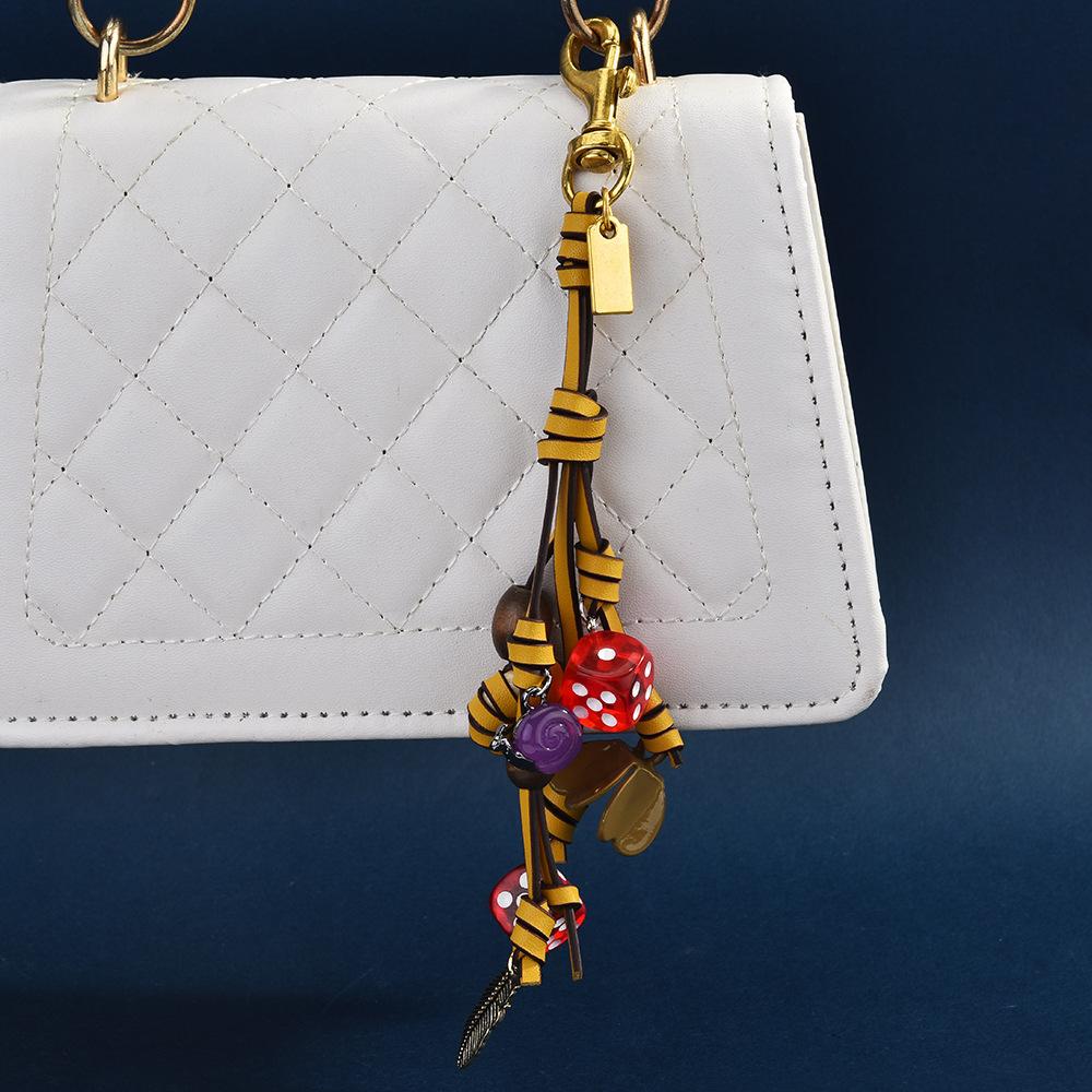 Leather Rope Braided Rope Leather Flower Snail Sieve Is Extremely Complicated Handmade Bag Pendant Female Mountaineering Rope Pendant Keychain