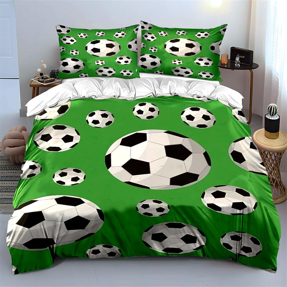 Soccer Ball Green Bedding Set Bedding Duvet Cover Set Duvet Cover Pillowcases (1 * Duvet Cover 2 * Pillowcases, without duvet insert)