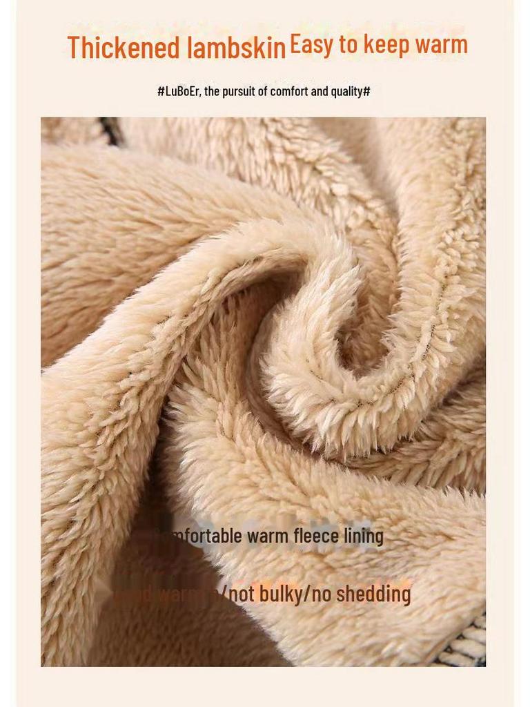 Męskie pluszowe spodnie dresowe z jagnięcej skóry - Pogrubione, o luźnym kroju, zimowe spodnie codzienne dla osób w średnim i starszym wieku.