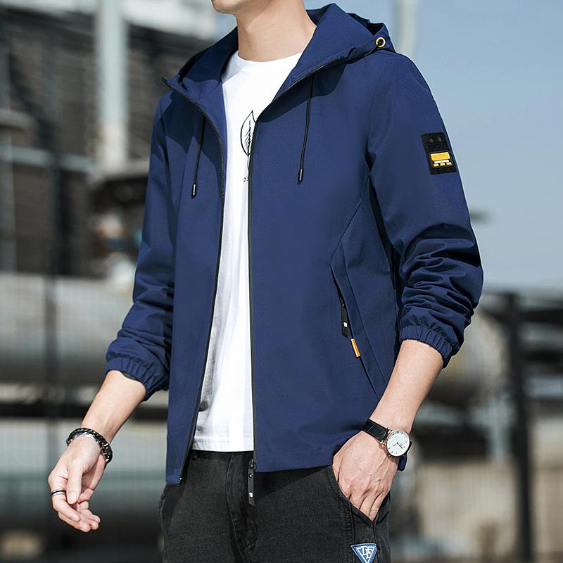 Spring Jacket Men's Hooded Jacket Youth Thin Jacket Outdoor Sports Casual Jacket Plus Size 5XL