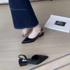 Summer Fashion Pointed Toe Women Sandals Shallow Low Heel Slingbacks Ladies Casual Dress Street Style Shoes