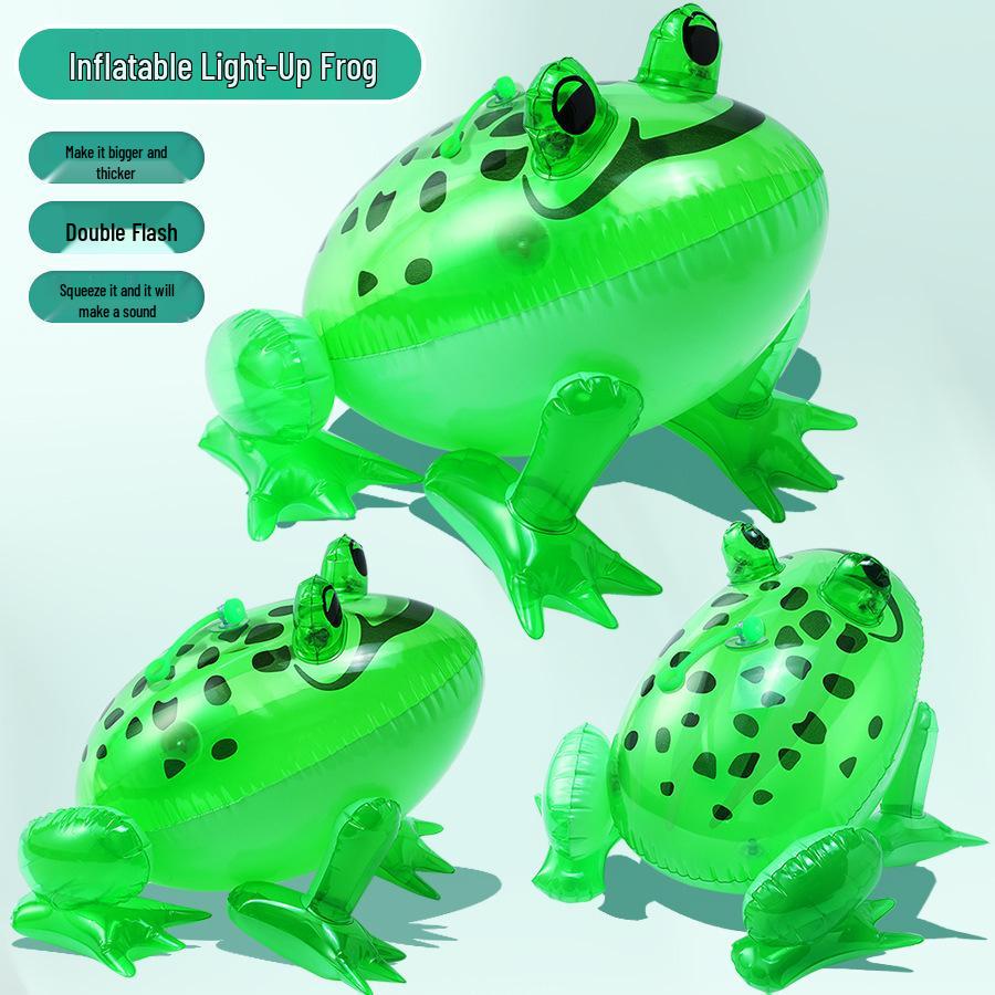 Glowing Inflatable Frog Toy with Flashing Lights - Kids' Favorite Cartoon Balloon