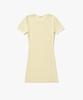 Plack Woman Ribbed Knit Mini Dress Light Yellow