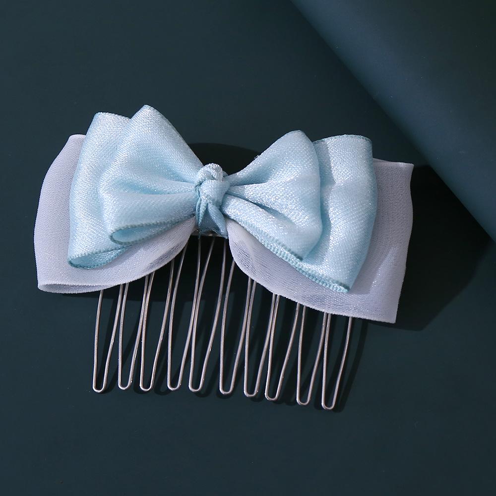 Korean Pink Bow Hair Comb Clip for Girls' Bangs Styling