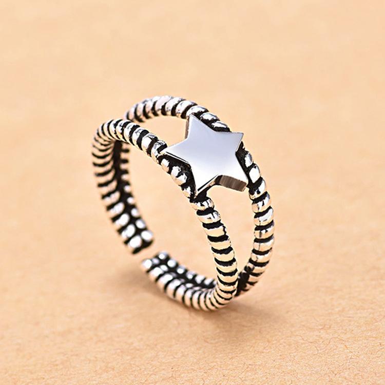 Opening Vintage Ring Female Simple Cold Wind Adjustable Index Finger Ring Small Fresh Personalized Finger Ring