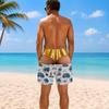 Men's Novel 3D Fake Hip Printed Swimming Pants with Fun Mischief Design Drawstring Summer Beach Surfboard Swimming Shorts