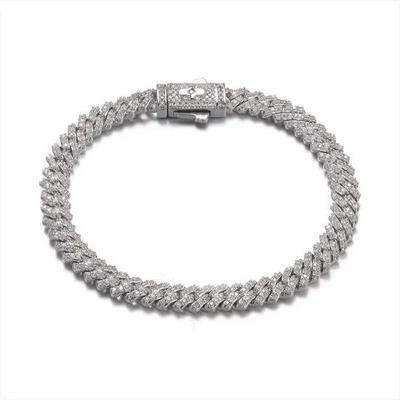 Micro Diamond Zacken Cuban Armband in Weißgold 6mm Geschenk für Männer