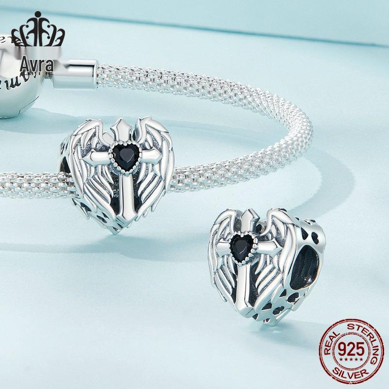 Aifle 925 Silver Faith & Love Cross Guarding Beads DIY Jewelry Accessories