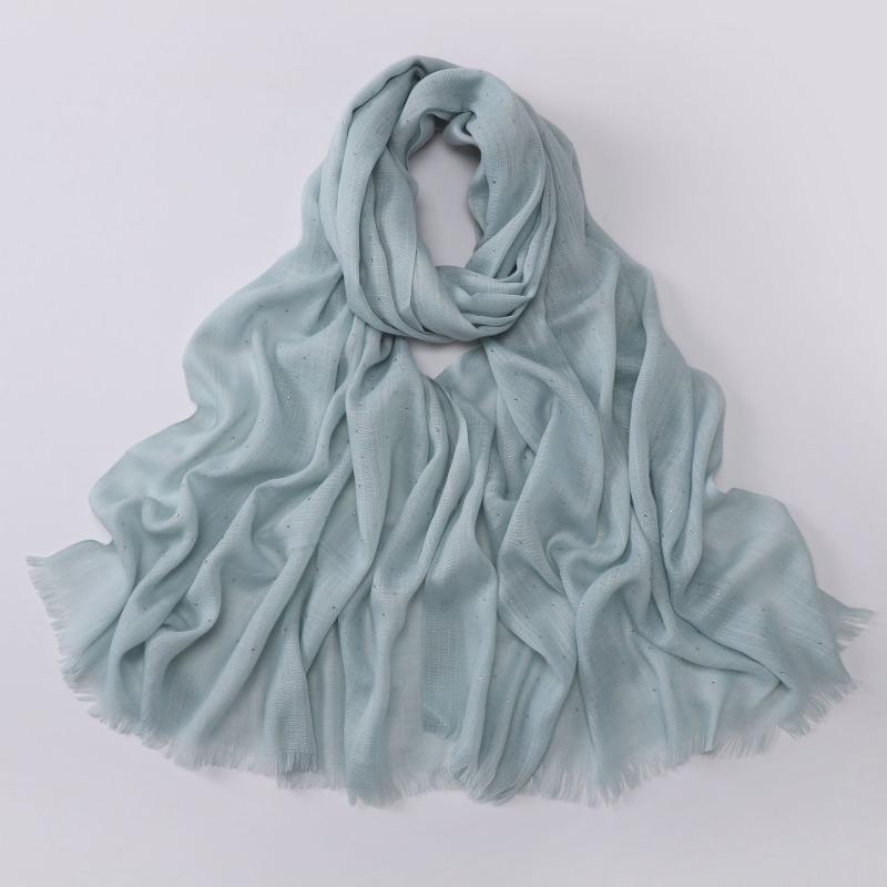 Soft Versatile Solid Bamboo Yarn Scarf With Star Rhinestone For Women