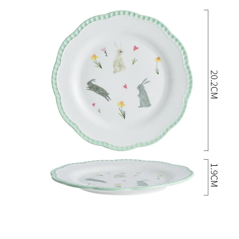 Ensemble d'assiettes et de bols en céramique dentelle européenne Ins Créatif Mignon Restaurant Hôtel Bol à salade Bols à soupe Assiettes à dîner Vaisselle de table pour la maison