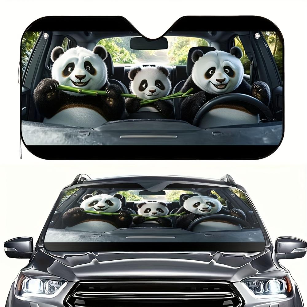 1pc Panda Companion Car Travel Sunshade - Foldable, Stylish Polyester Design, Keeps Your Car Cool, Easy Install With 4 Suction C