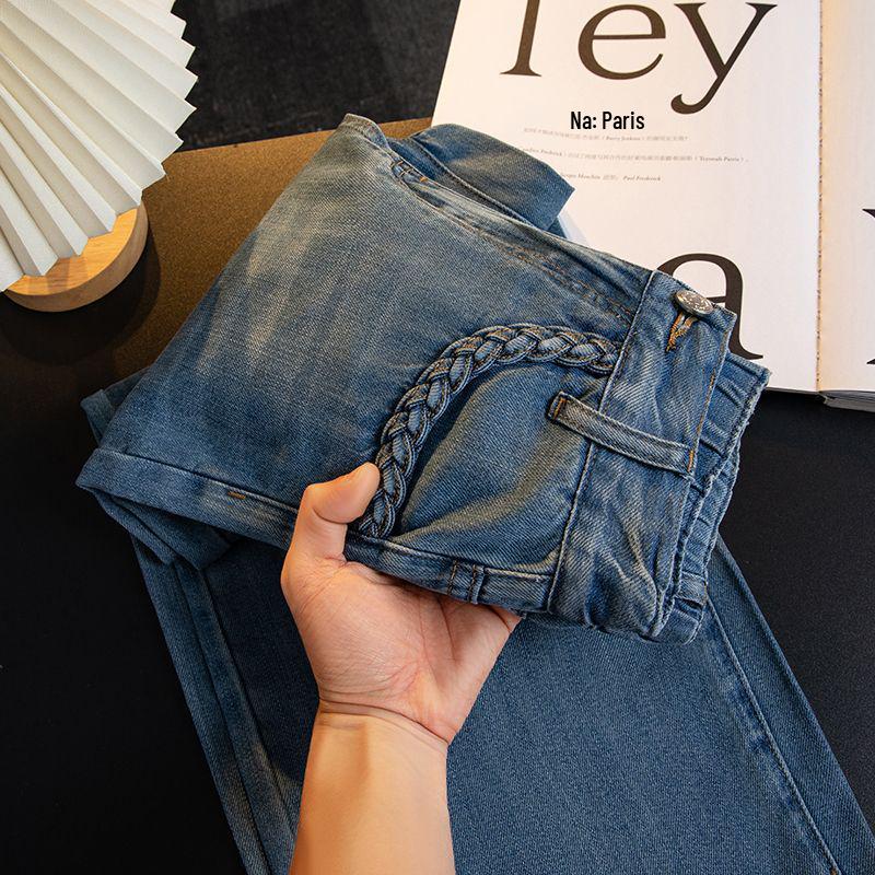 

Ice Silk Denim Women s Elastic Waist Wide Leg Pants for Spring/Summer 2026 M [49-55 kg]
