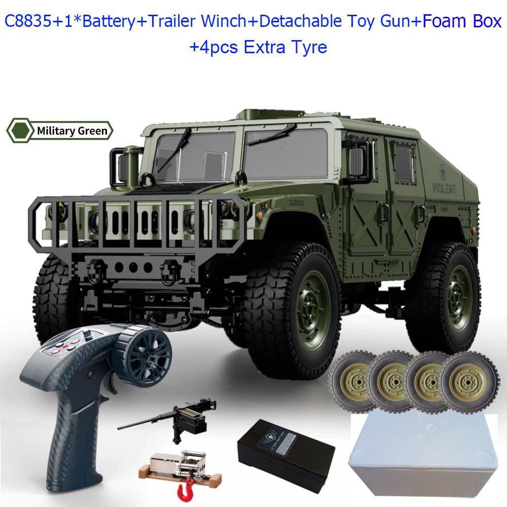 C8835 1:14 RC Car 2.4G Remote Control Car 4WD Off-road Climbing Simulation All-terrain RC Crawler Military Jeep JJRC RC Toys