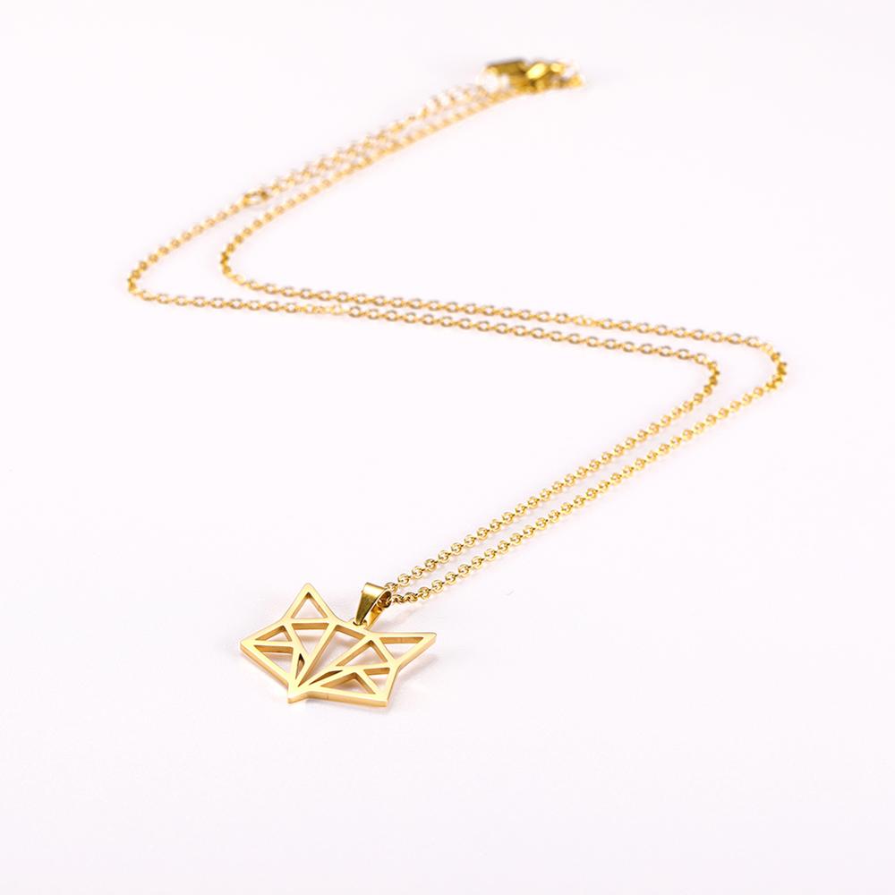Gold Amulet Fox Animal Pendant Necklace Stainless Steel Statement Choker Chain Necklaces Jewelry Accessory Women