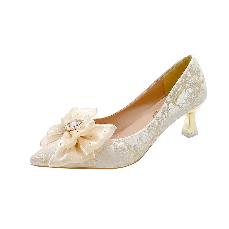 Fashion Spring and Autumn Versatile French 2025 High Heels Temperament Soft Sole Shallow Mouth Pointed Toe Stiletto Women's Single Shoes