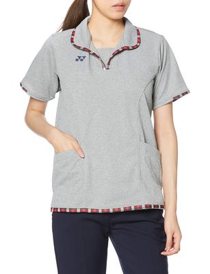 Kiraku Knit Shirt That Absorbs Sweat and Dries Quickly for Nursing Care and Medical Use with Round Collar and Chest Plate CY303 05 Medium Gray Moku