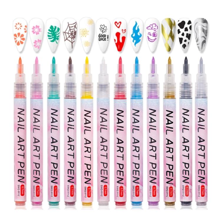 

Nail Drawing Pens 3D Nail Art Pens Set Fine Tip Manicure Tools for Painting Nail 1