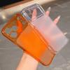 Large Window Jelly Orange Case for iPhone 17 16 15 14 13 Pro Max Shockproof Soft TPU Silicone Transparent Matte Funda