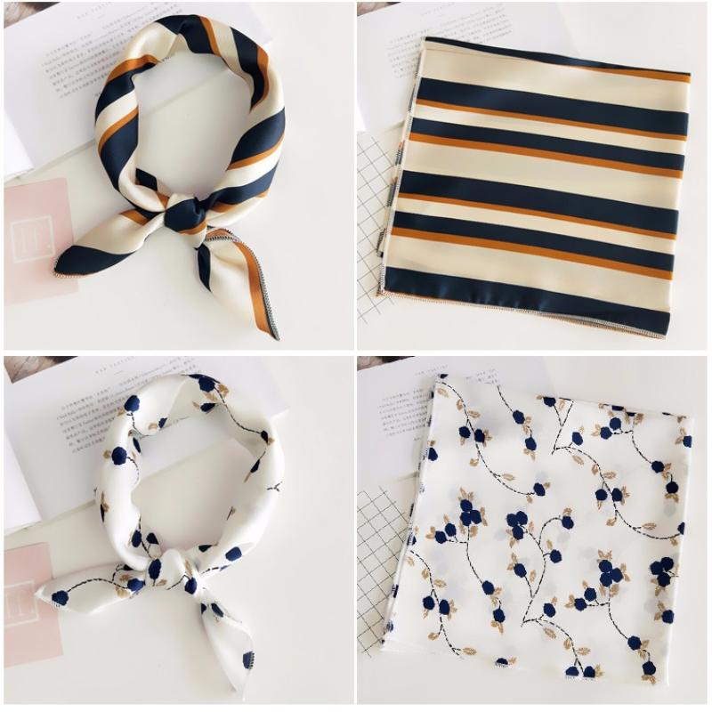 Luxury Square Scarf For Women Silk Feeling Shawl Satin Hijab Fashion Wraps Hair Bands Ribbon Headband Bag Accessories Headscarf