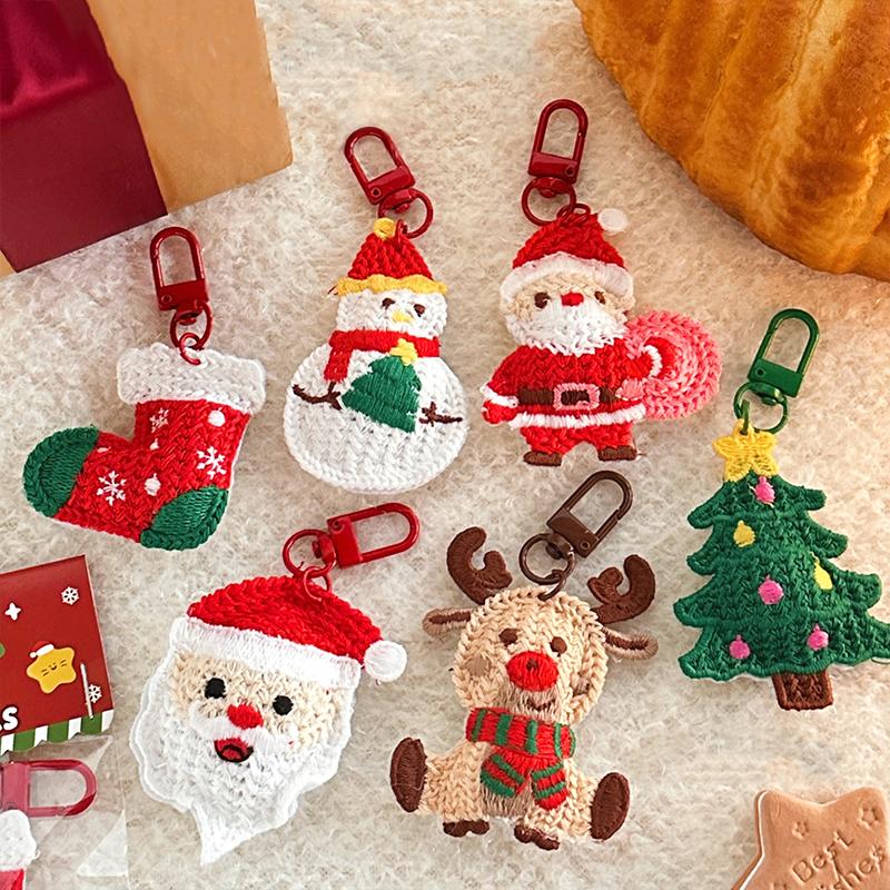 1PC Christmas Shape Keychain Mobile Phones Key Accessories Friends Gifts Keyholders Party Santa Claus Snowman Xmas 6 Styles