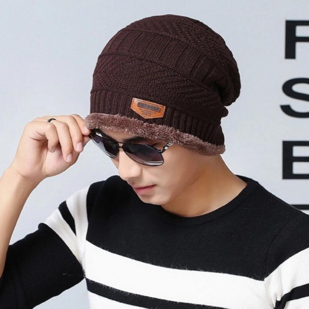 Fashion Warm Hat Scarf Set Knitted Soft Neck Scarf Cap Set Autumn Winter Thicken Fleece Ski Cap Bonnet Hat