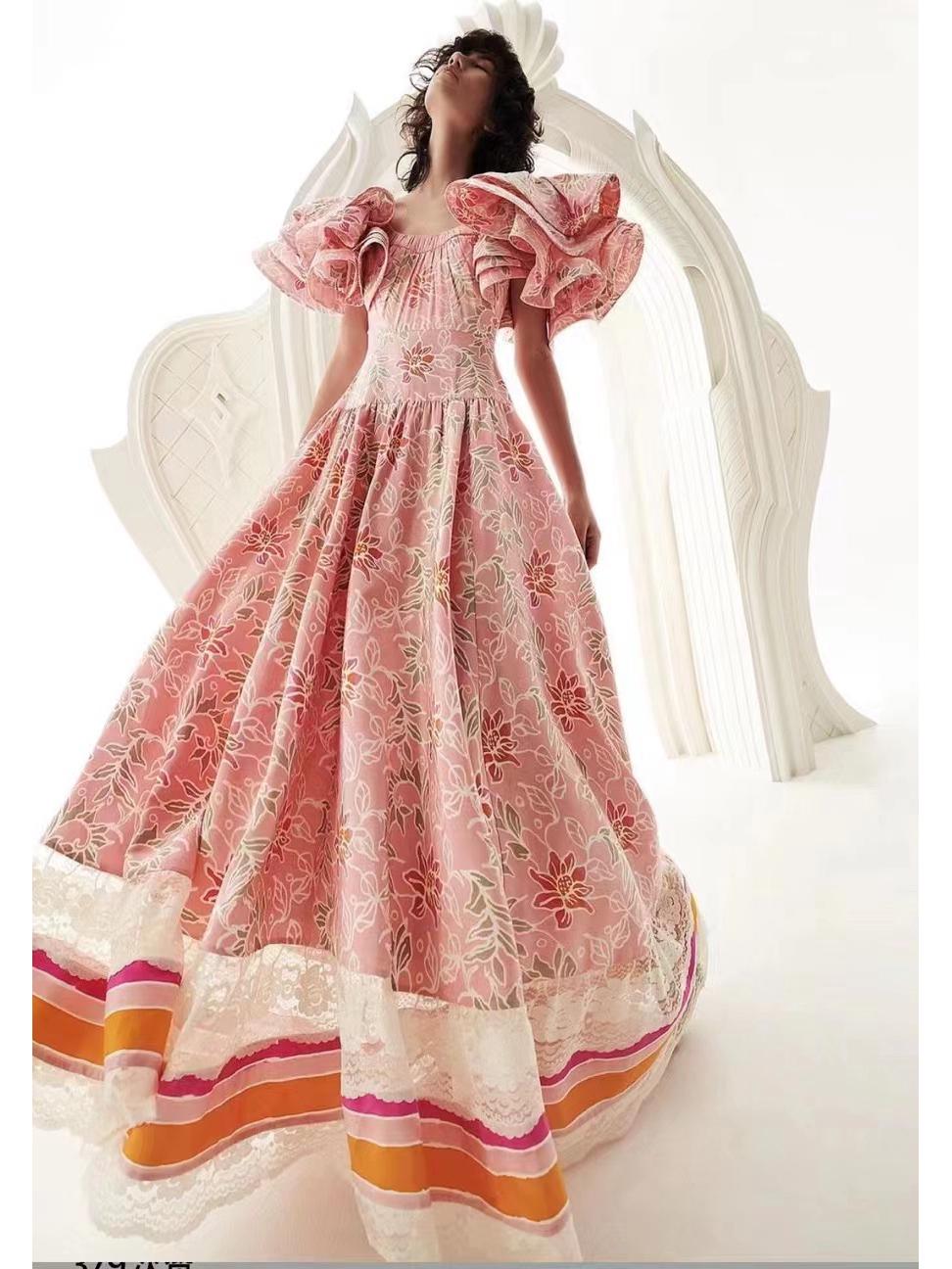 

Australian Niche 2024 Весна Легкое Длинное Платье С Набивным Рисунком и Рукавами-Флаттерами для Женщин S