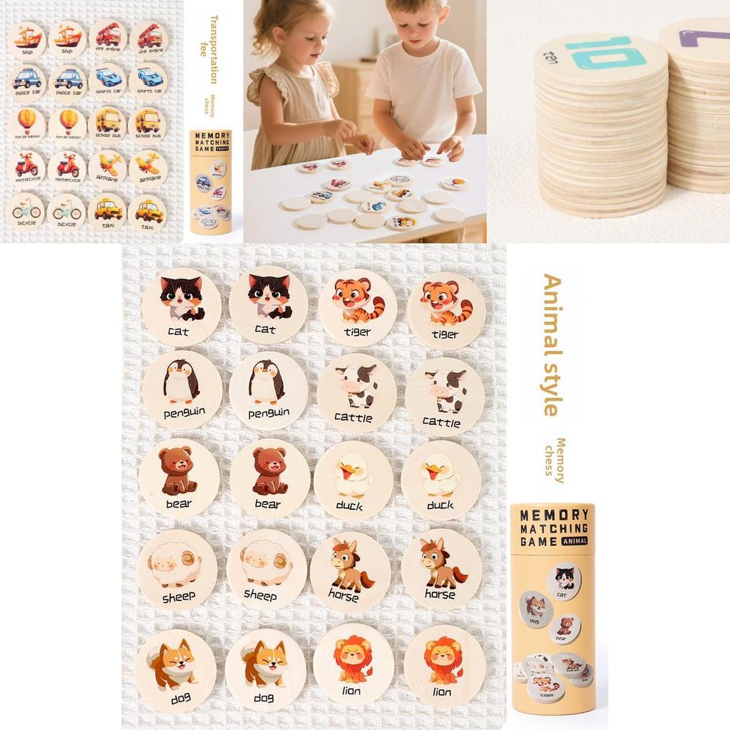Wooden Dinosaur Memory Matching Game For Kids Educational Brain Training Toys