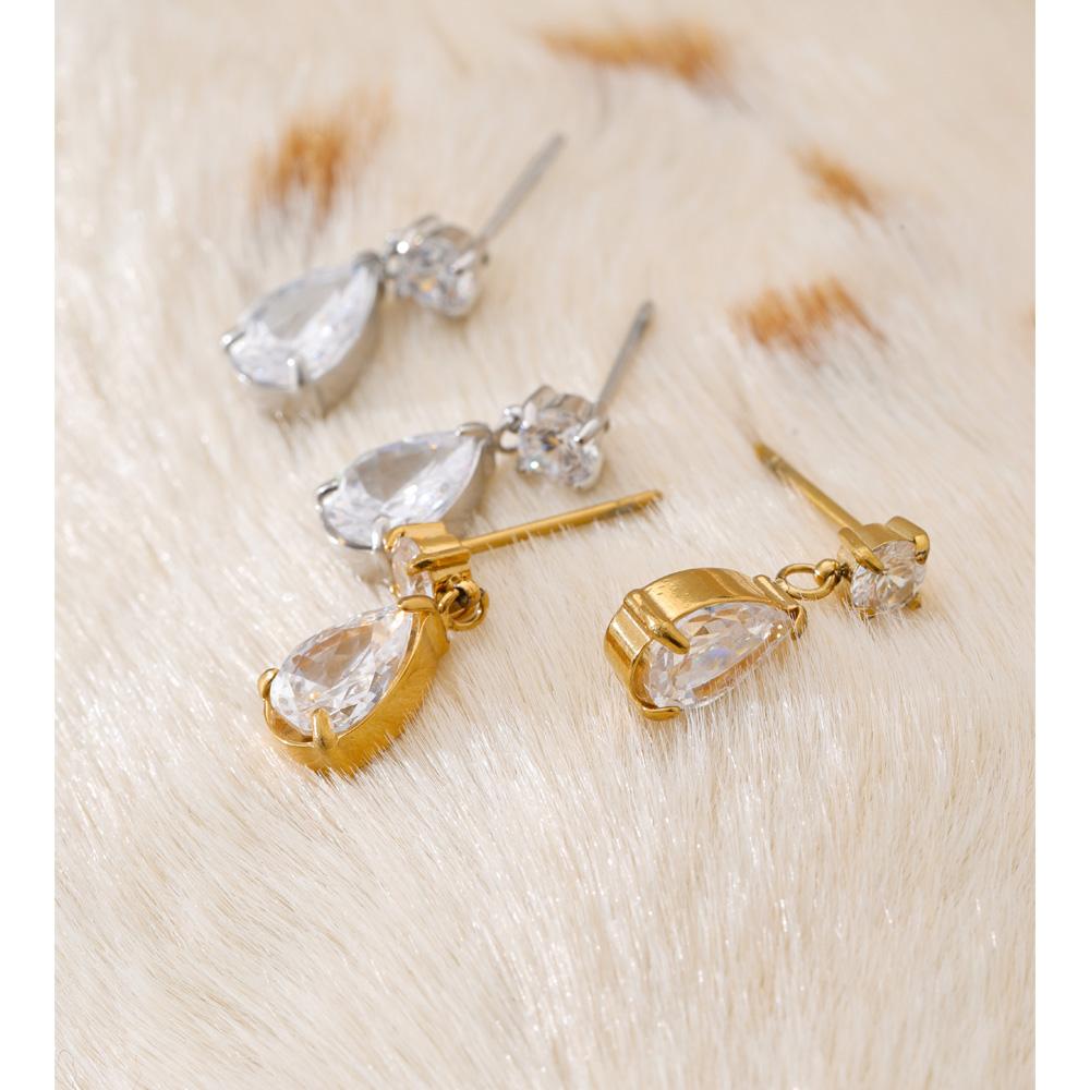 Yhpup Bling Glanzend AAA Kubieke Zirconia Waterdruppel Oorbellen Dagelijks Klassiek Hoge Kwaliteit Roestvrij Staal Mode Premium Sieraden Cadeau
