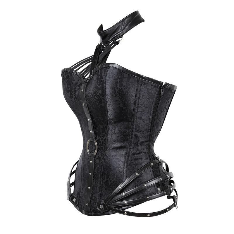 Gothic Halter Neck Steel Bone Side Zipper Corset Slimming Body Shaper Top
