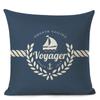 Blue Stripe Compass Boat Cushion Cover Nautical Style Decorative Cushions for Sofa Linen Pillow Case Home Decor Pillow Cover